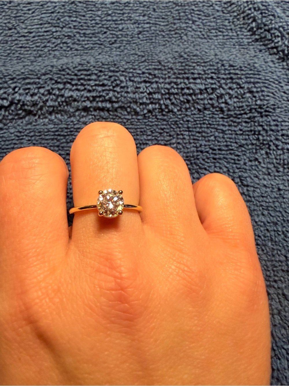 Gold plated 925 SS Genuine Moissanite size 9 solitaire ring